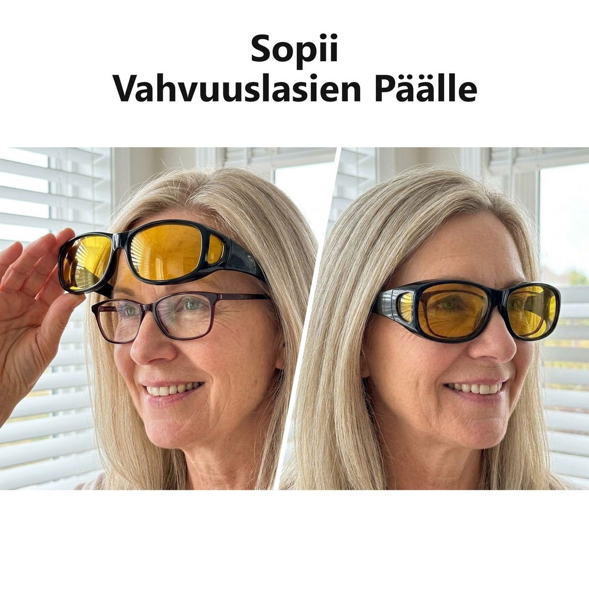 SunFit Drive sopii vahvuuslasien päälle